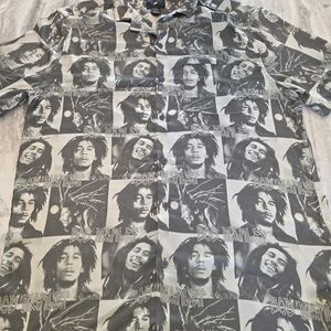 Bob Marley Graphic Men's Shirt - Black and Gray